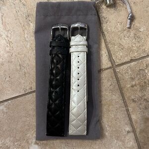 Michele 18mm leather watch bands 2 pack